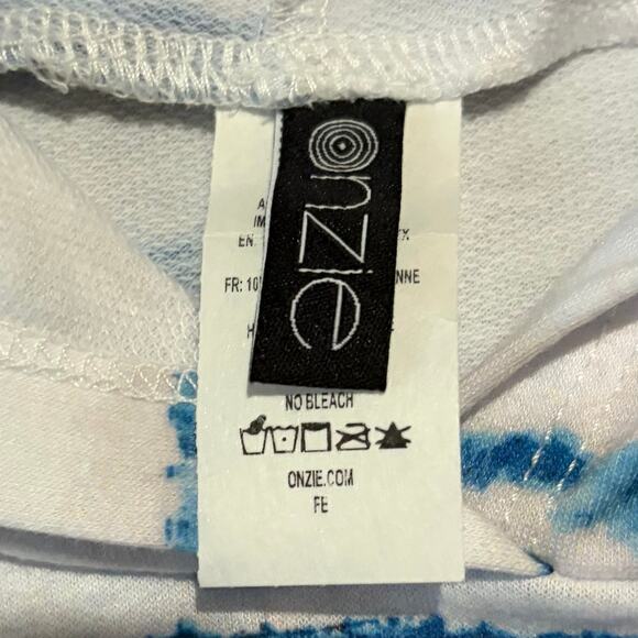 Onzie Women's After Yoga Hoodie M/L White Blue Tie Dye Retro Comfy Cozy NWT - Picture 7 of 9
